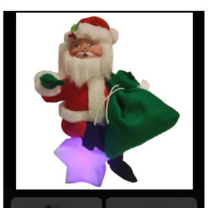 ANNALEE 9" CHRISTMAS DELIGHTS SANTA CLAUS & BAG HOLIDAY STAR LIGHTS UPDOLL NWT